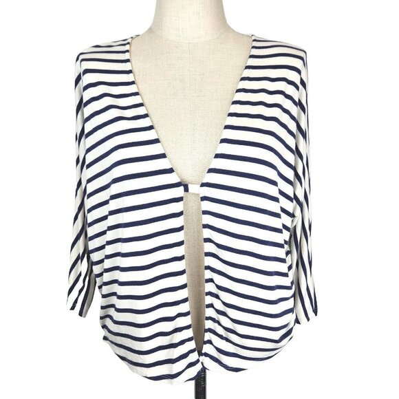 Rachel Pally Striped Overshirt Top Womens XS White Blue Dolman Sleeve USA Made - Picture 1 of 11